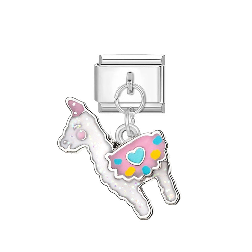 Wholesale Italian Charm Bracelet 9mm DIY Cute Pony Pendant  Creative Stainless Steel Composable Bracelet