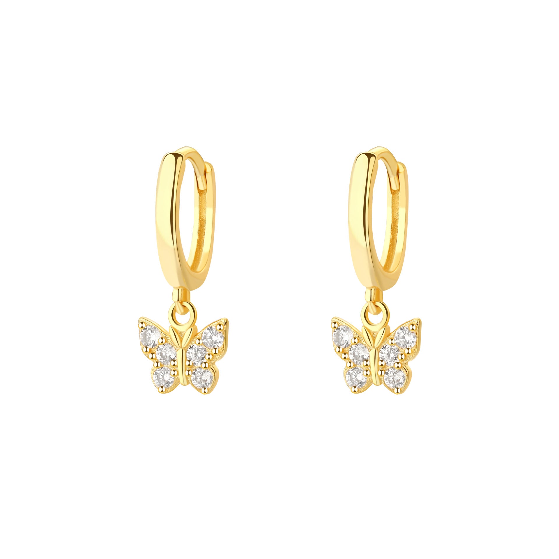 Wholesale S925 sterling silver butterfly zircon geometric earrings