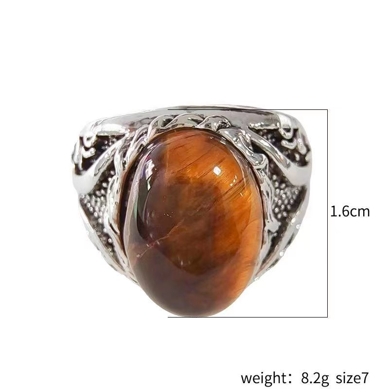 Wholesale Men Yellow Tiger Stone Braided Stripe Ring ACC-RS-Yudie019