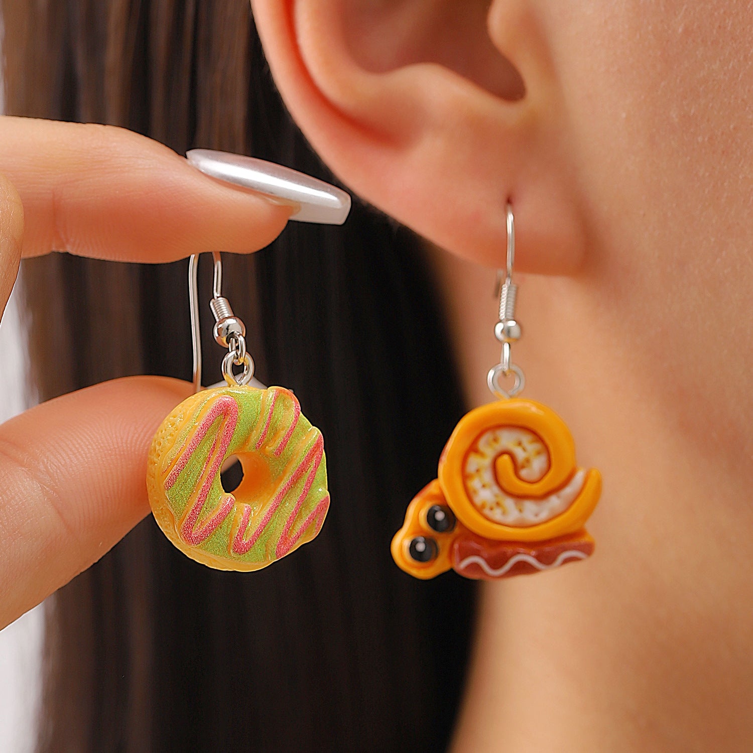 Wholesale Funny Donut Earrings Set For Women White Plastic Resin Party Gift Boutique Resale
