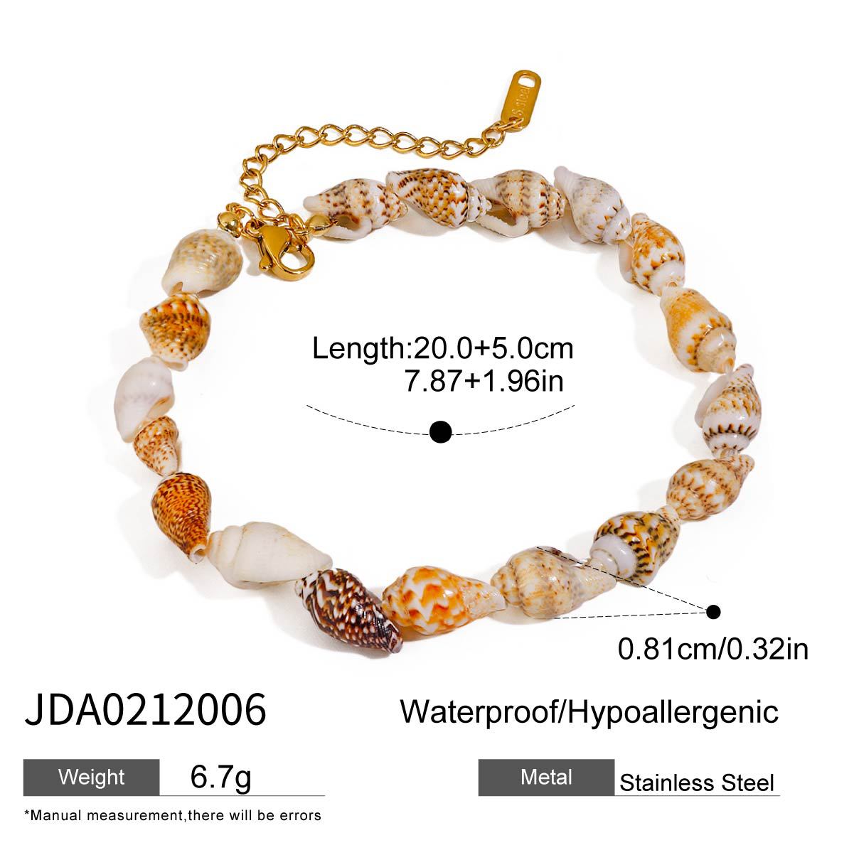 Wholesale  18K gold stainless steel natural shell Bracelet