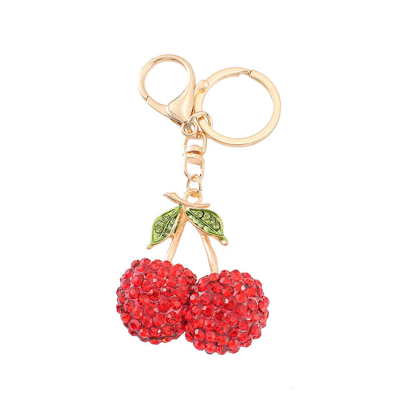 Wholesale 5pcs Cherry Rhinestone Alloy Keychain ACC-KC-YuanFei007