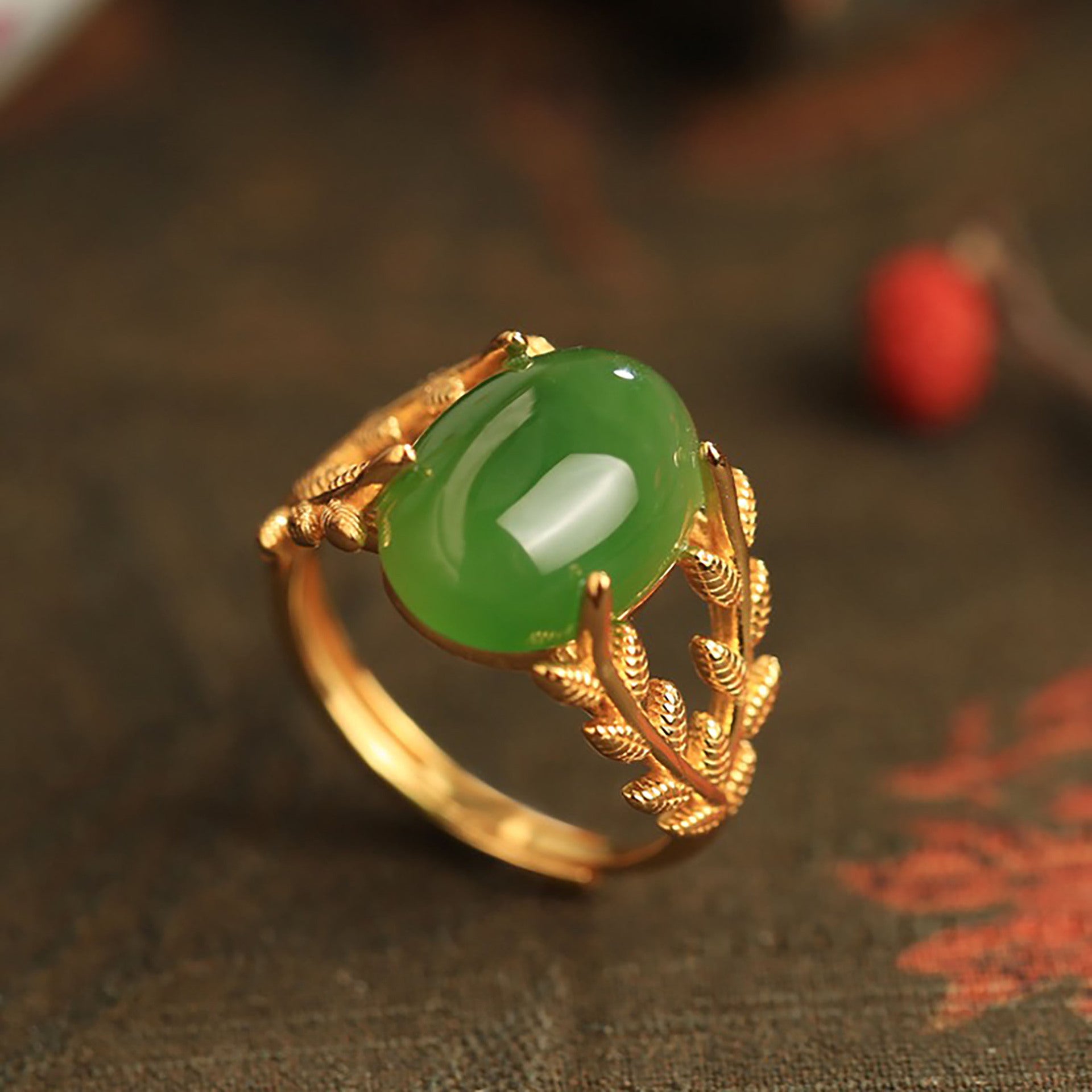Wholesale Light luxury jade inlaid ring
