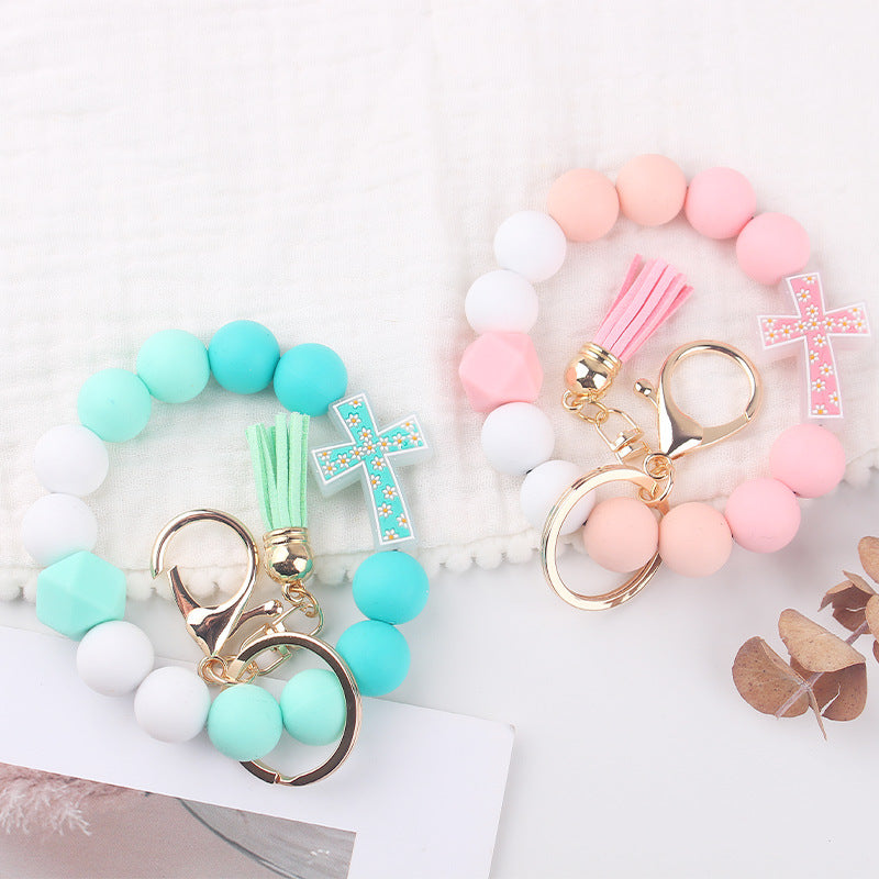 Wholesale  Cartoon Cross Silicone Bracelet Keychain