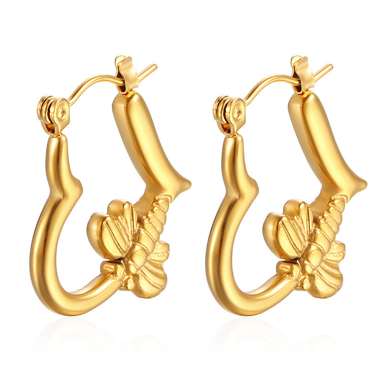 Wholesale Stainless Steel 18K Gold Plated Light Luxury Earrings ACC-ES-MuShan029
