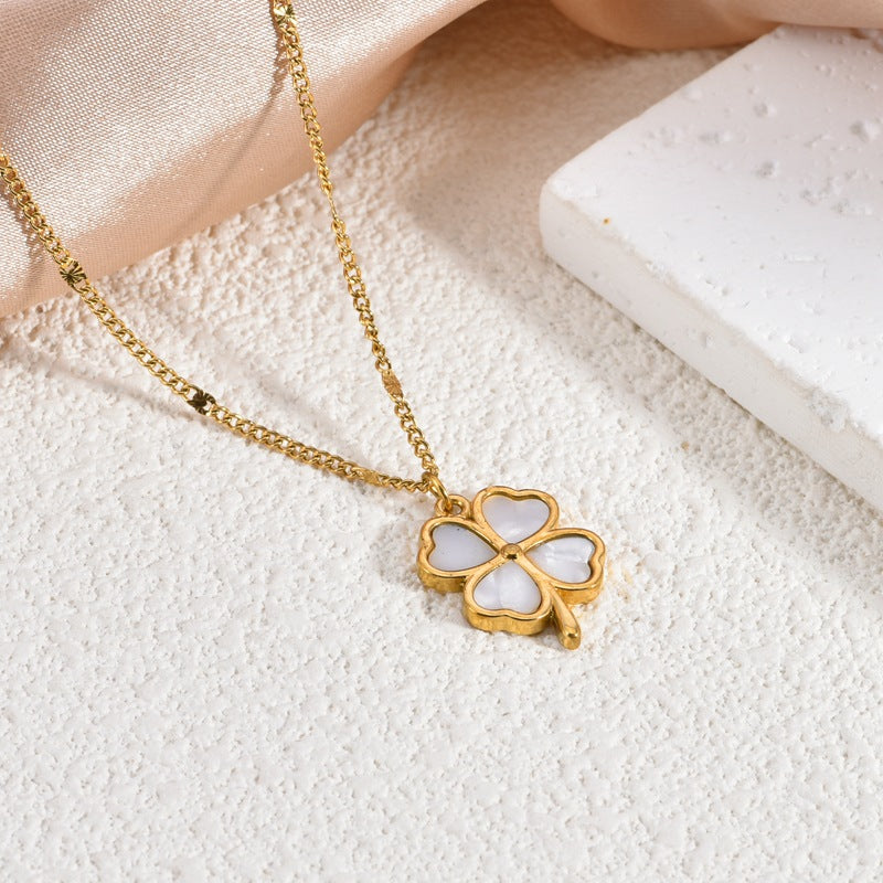 Wholesale Steel Titanium Four-Leaf Clover Necklace