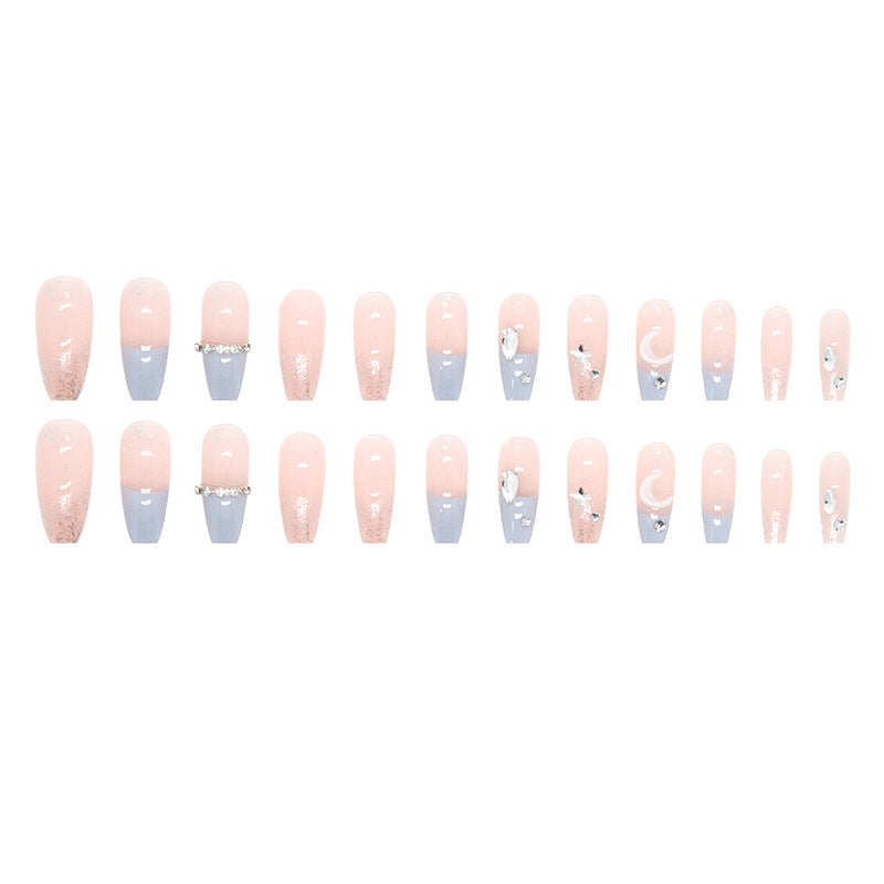 Wholesale 24 Pieces/box Blue Star Moon Nails Kits Nail Stickers
