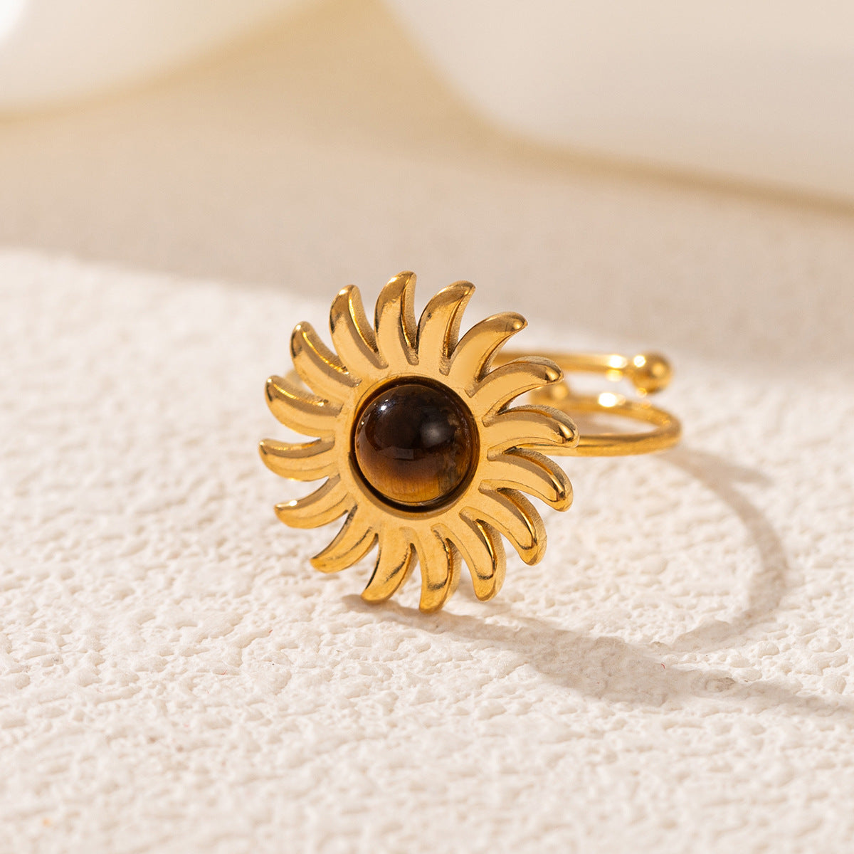 Wholesale Stainless Steel 18K Gold Open Turquoise Ring