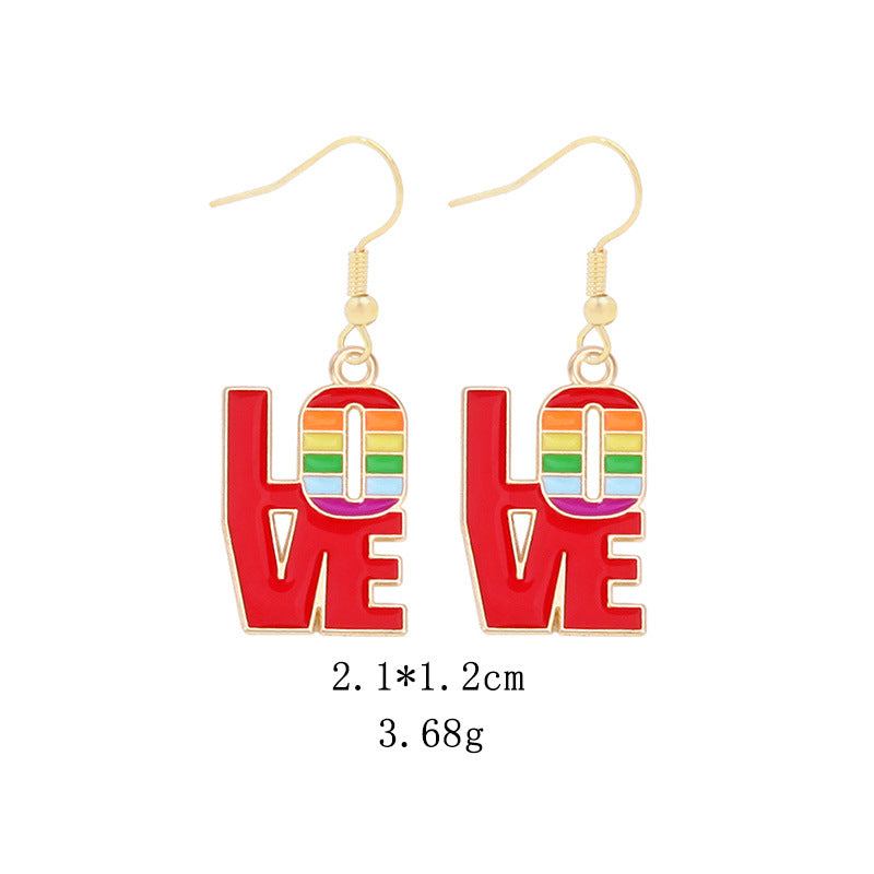 Wholesale LGBT Pride Month Rainbow Alloy Earrings ACC-ES-BinLi002