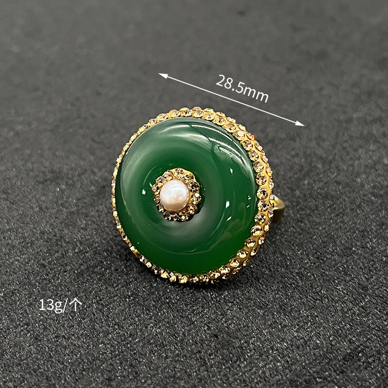 Wholesale  baroque pearl glitter ring  open ring