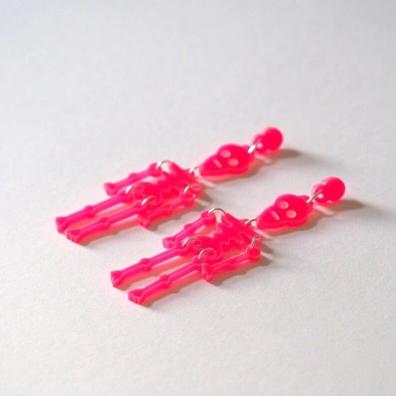 Wholesale Halloween Luminous Skull Acrylic Earrings