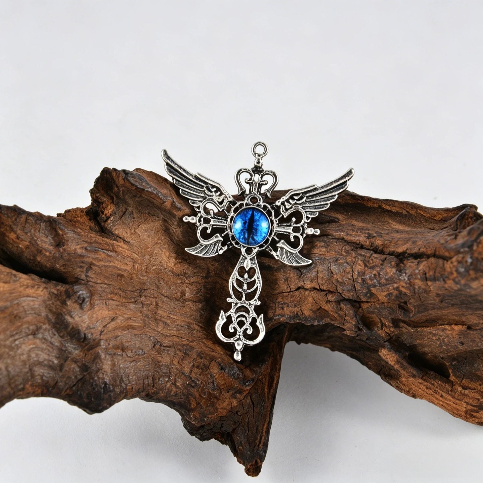 Wholesale Red Angel Wings Cross Pendant Necklace,  Vintage Evil Eye Design Boutique Jewelry Gift