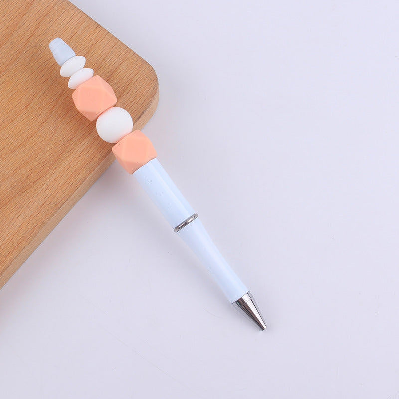 Wholesale  beaded pen creative DIY silicone beads contrast color beaded pen