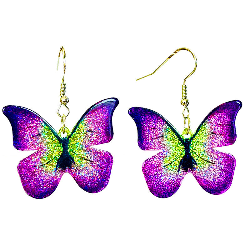 Wholesale 2 Pairs/pack Flower Butterfly Shiny Acrylic Earrings ACC-ES-HY027