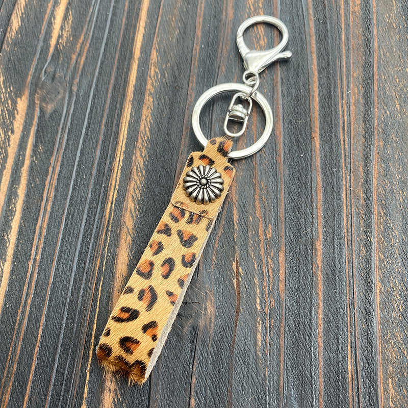 Wholesale Western Style Alloy Leather Pendant Leopard Print Keychain Bulk Keychains ACC-KC-XinChuan005