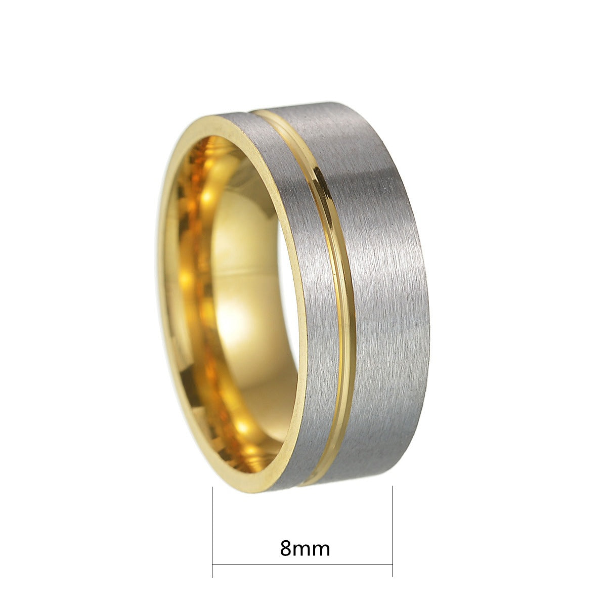 Wholesale  gold and silver frosted 8mm stainless steel ring