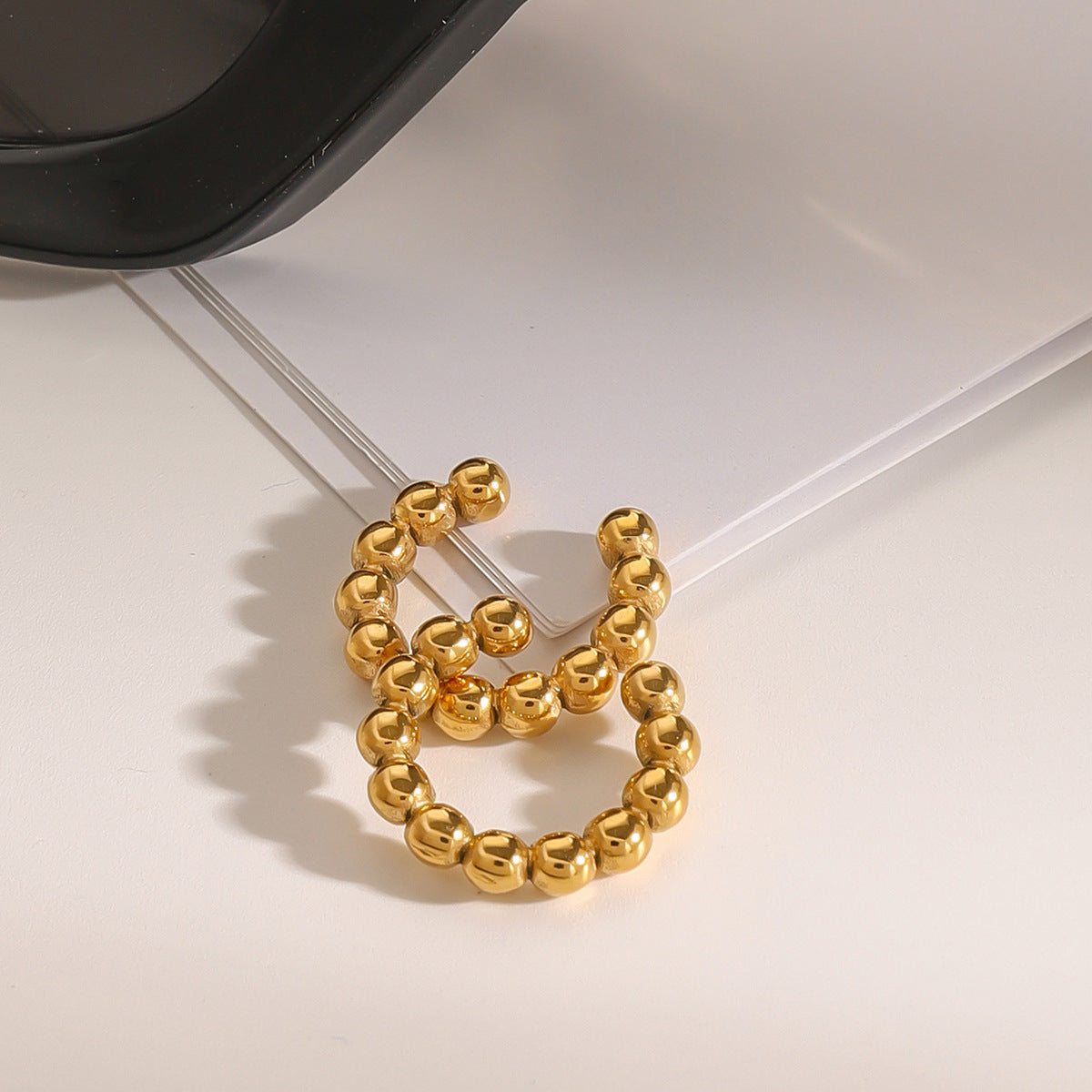 Wholesale 18k gold stainless steel geometric beads C ear clip earrings jewelry