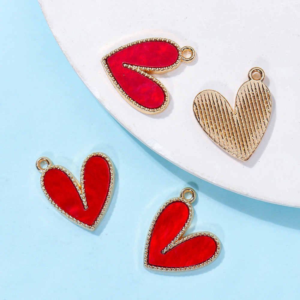 Wholesale 20pcs/ pack Acrylic Peach Heart Heart Alloy Pendant Pendant DIY Jewelry