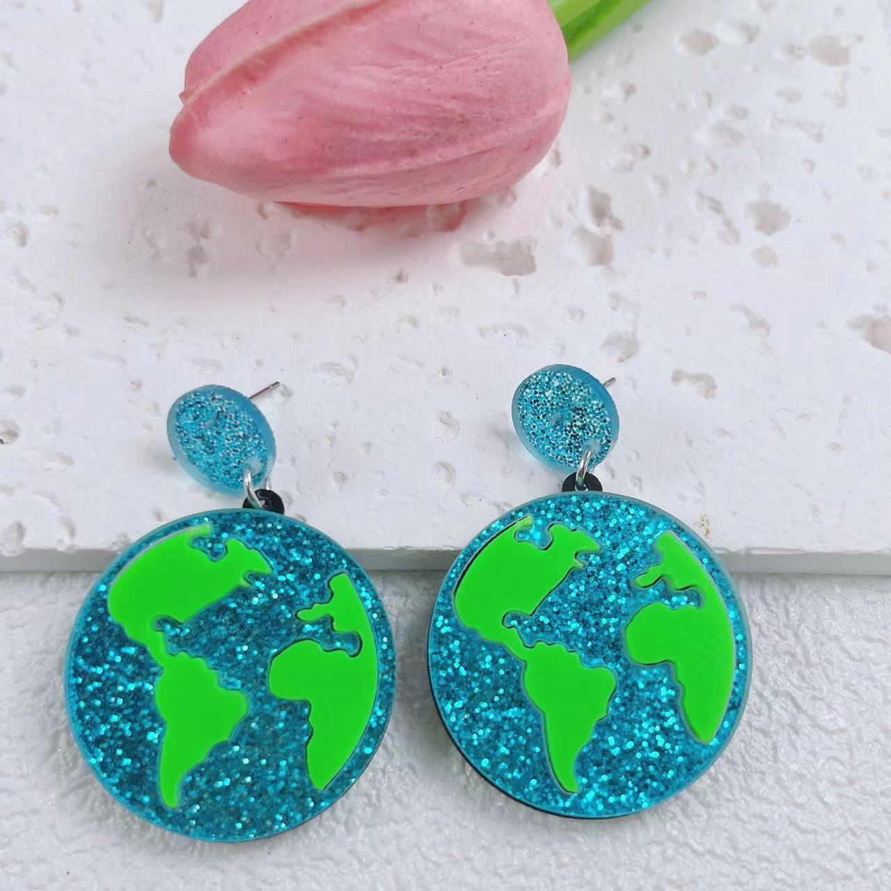 Wholesale Earth Eco-Friendly Glitter Acrylic Earrings ACC-ES-AnDao011