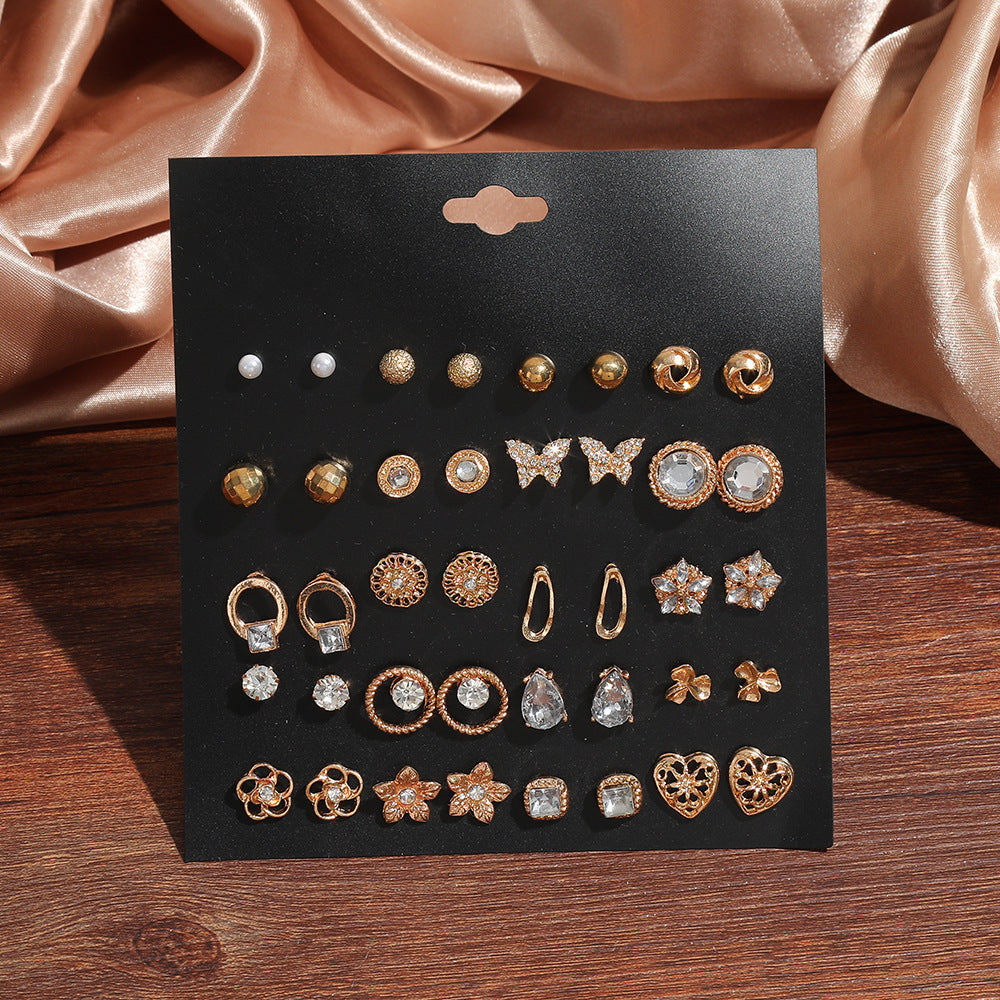 Wholesale All-match white stone earring set