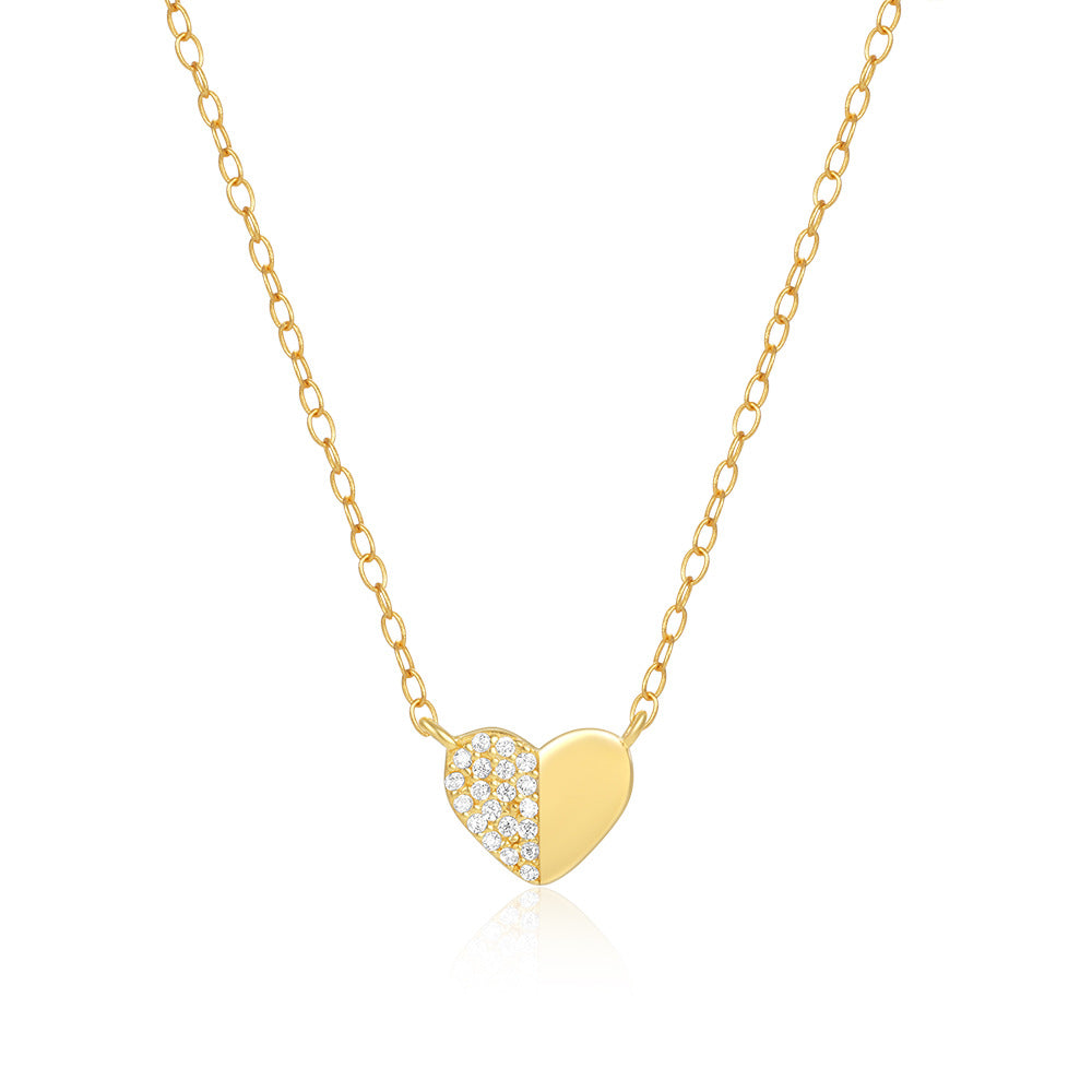 Wholesale New S925 sterling silver double love zircon clavicle chain  necklace