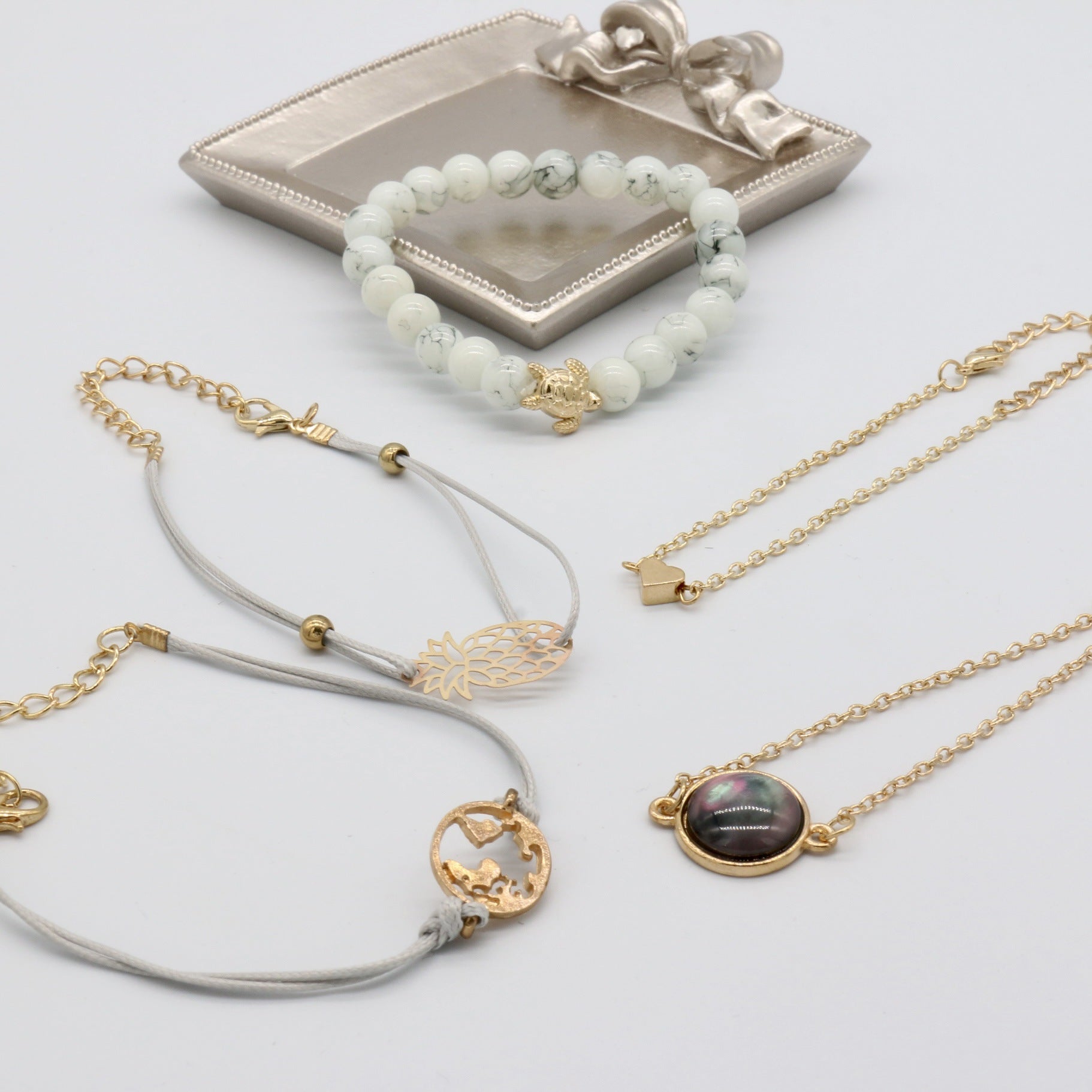 Wholesale 5pcs/set woven bracelet turtle pineapple love black beads Earth cyan beads String Diamond turquoise bracelet