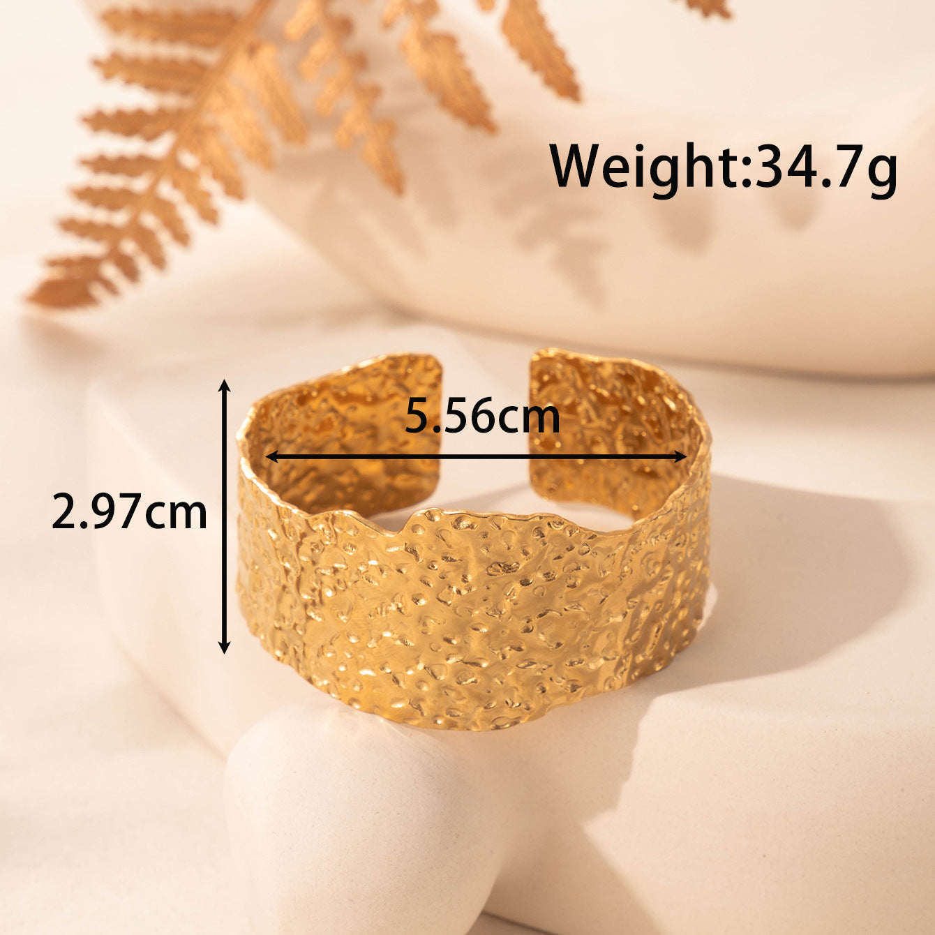 Wholesale Titanium steel wide version metallic irregular pleated opening adjustable bracelet