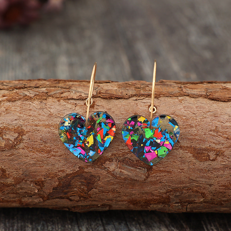 Wholesale Transparent Pink Heart Sequined Earrings For Women Trendy Valentine S Day Jewelry Accessory Casual Party Gift