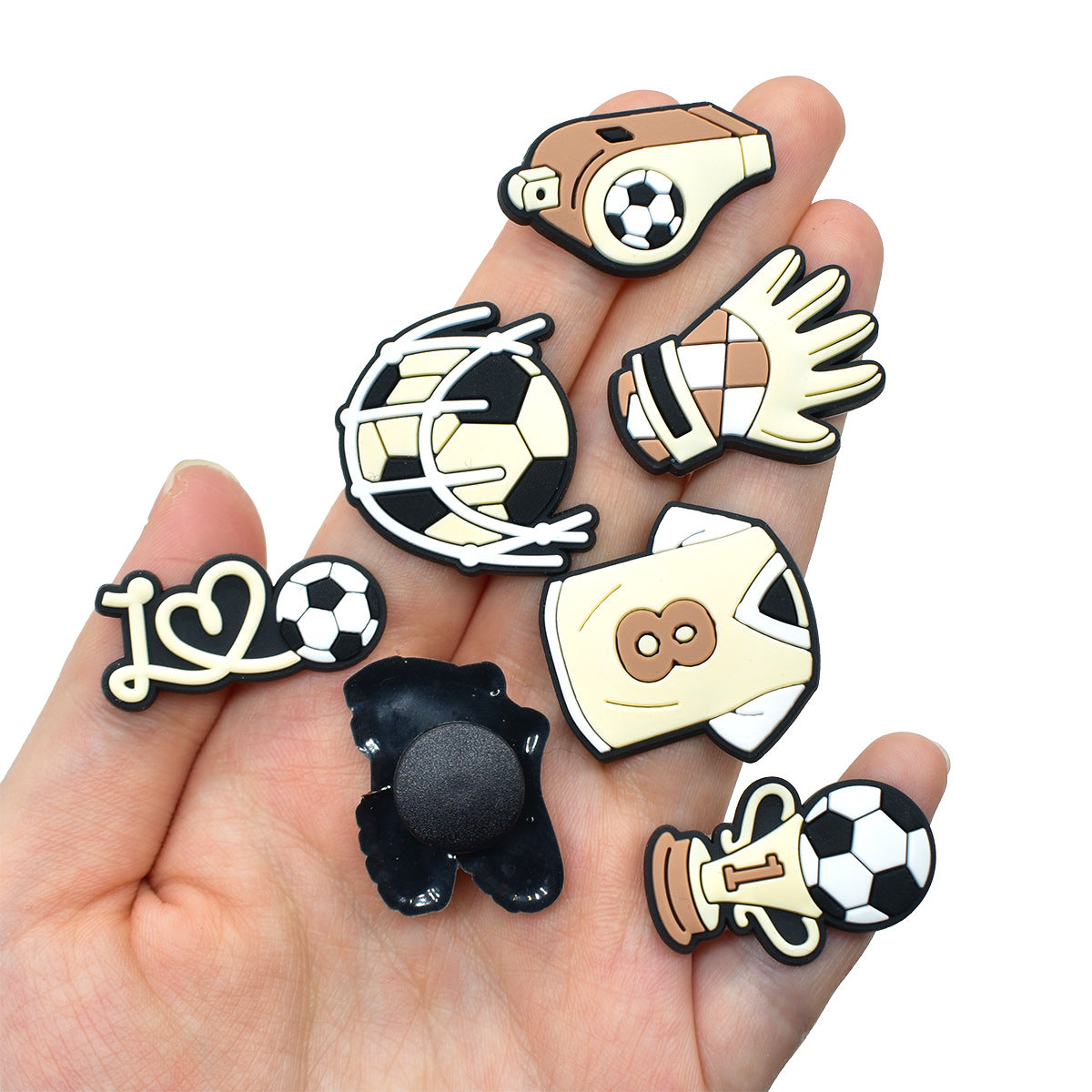 Wholesale Soft PVC Football Shoe Charms For Sandals Removable Shoe Flower Decor Casual Resale Accessory