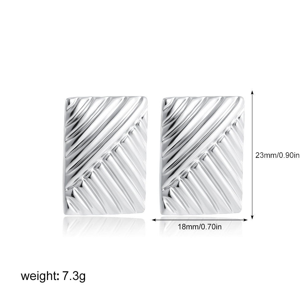 Wholesale  14k gold pleated geometric lines thread earrings