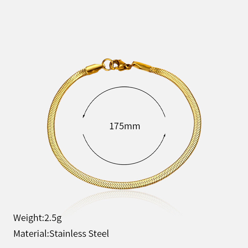 Wholesale electroplated gold snake bone chain  stainless steel Bracelet