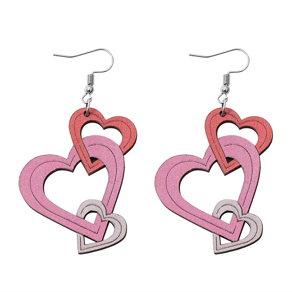Wholesale Valentine's Day Gradient Hollow Love Series Earrings