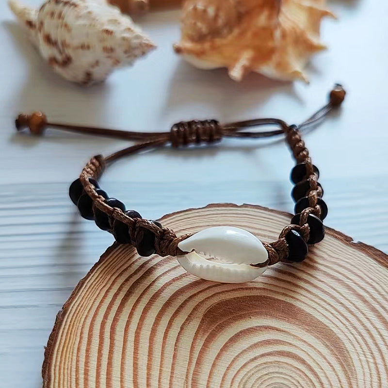 Wholesale Boho Style Handwoven Wooden Beads and Shell Bracelet Miyuki ACC-BT-Youl001