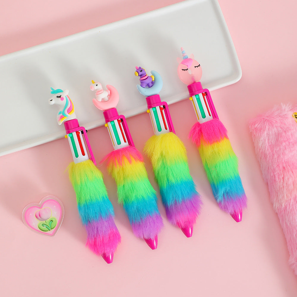 Wholesale Unicorn Plush Press Rainbow Color Neutral Pen