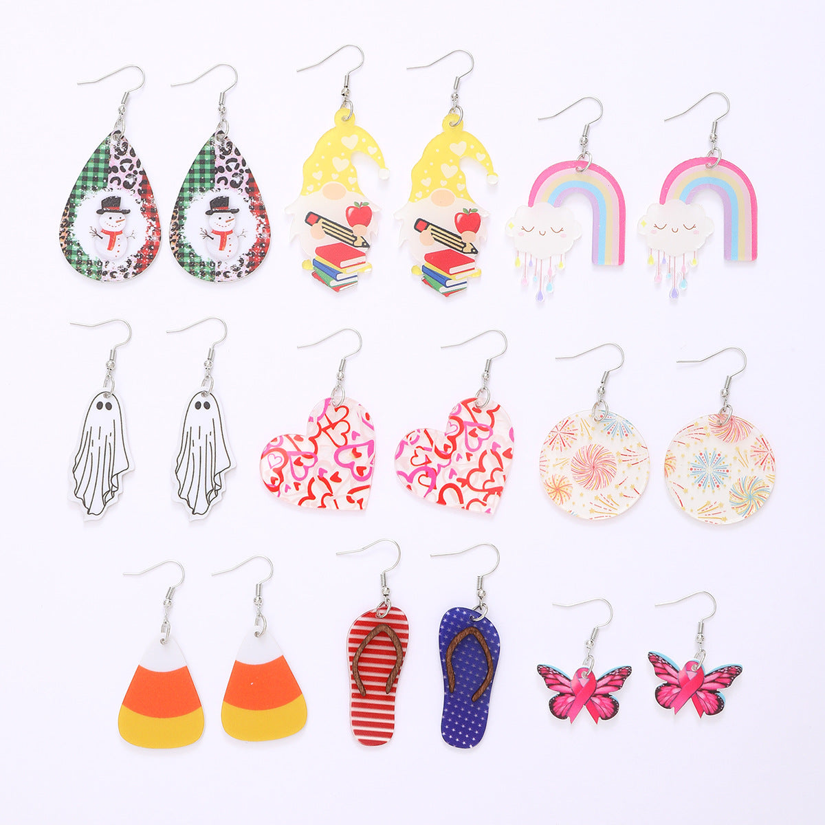 Wholesale Acrylic Christmas Valentine's Day New Year Independence Day Earrings suit