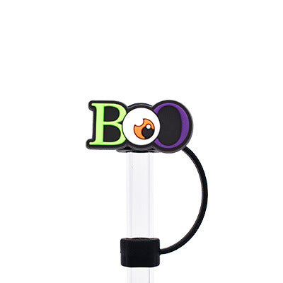 Wholesale Random 100pcs Halloween 10MM PVC Straw Tube Cap ACC-SCR-YiQu002