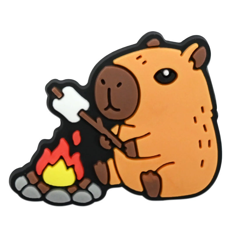 Wholesale   Random 100pcs Cute capybara PVC Soft Rubber Shoe Buckle Decoration