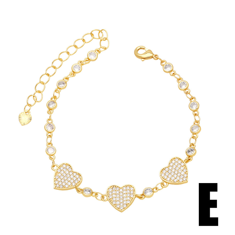 Wholesale Copper zircon star heart and cross bracelet