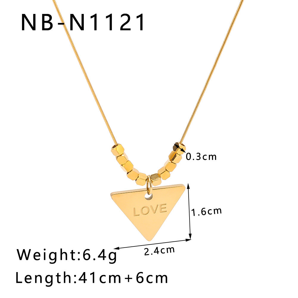 Wholesale titanium steel triangle tag with letter pendant necklace