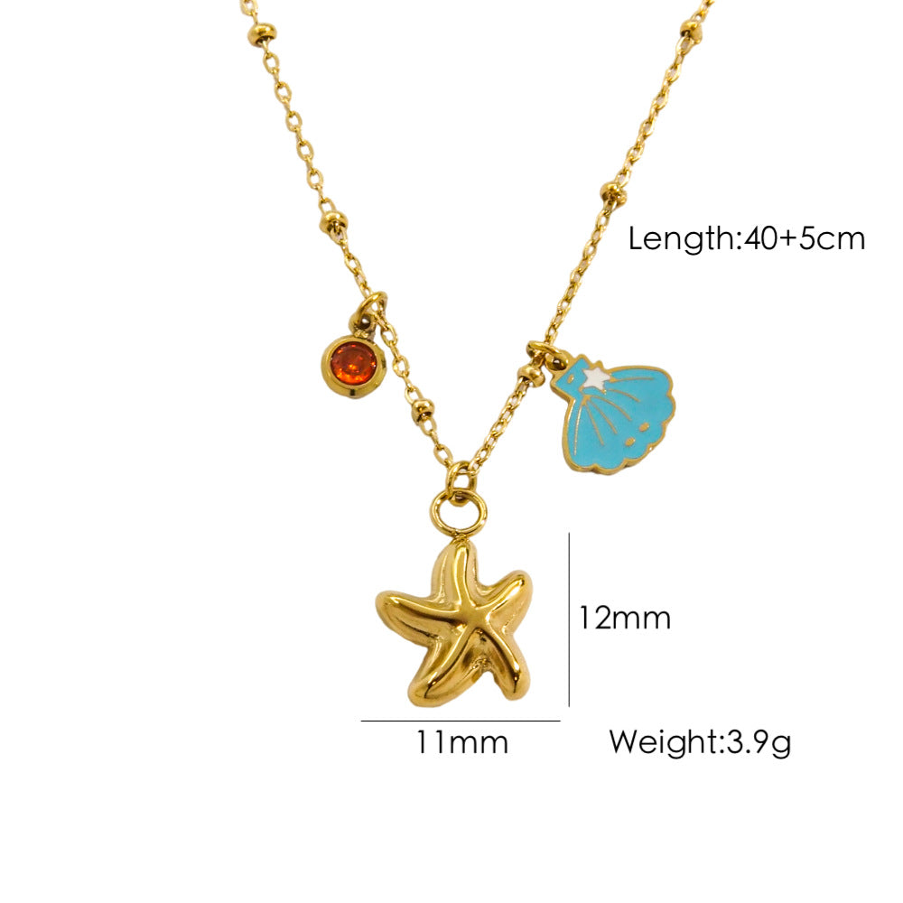Wholesale Ocean Series 14K Gold Stainless Steel Necklace