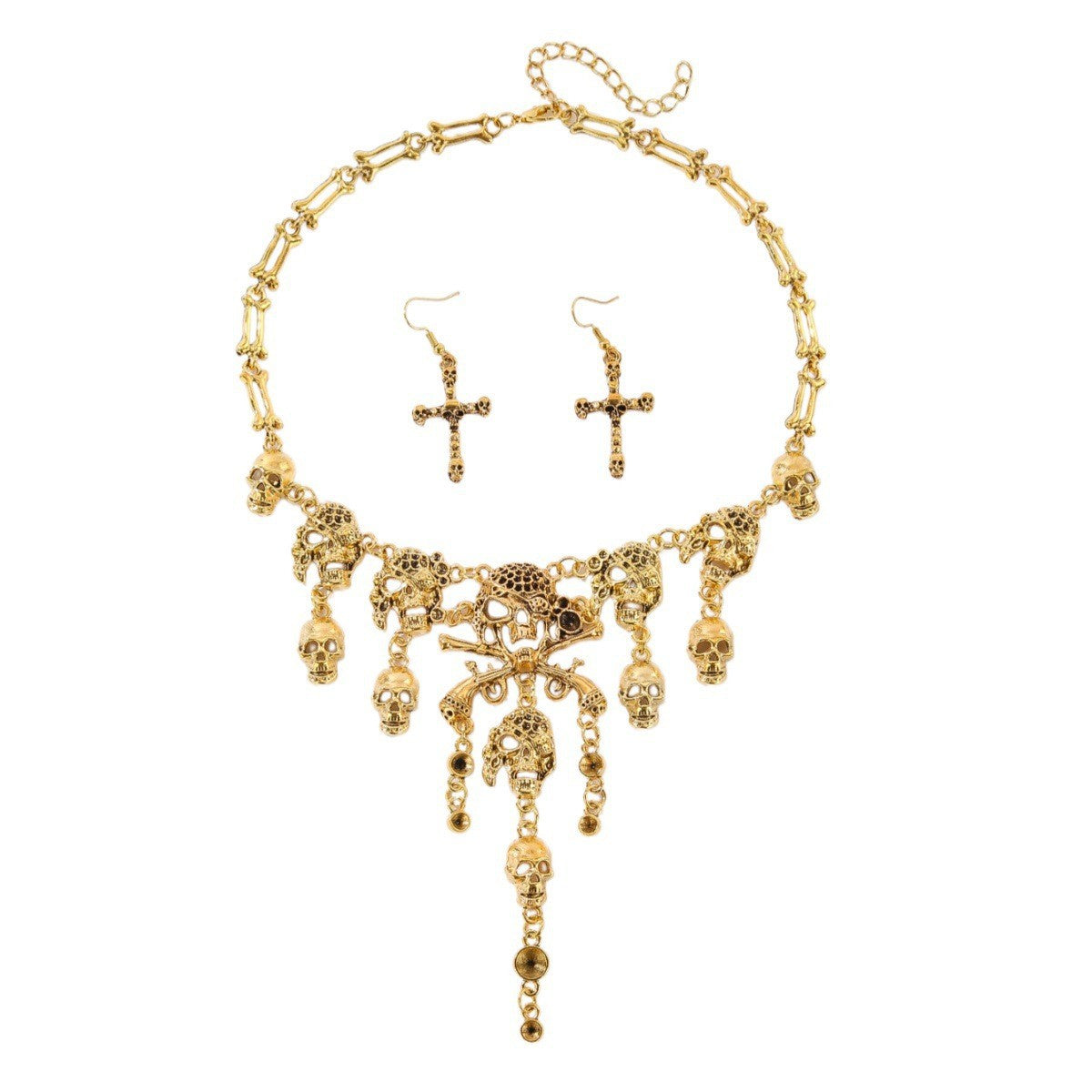 Wholesale Boutique Resale  Skull Tassel Necklace &  Earring Set - Zinc Alloy Jewelry Accessory