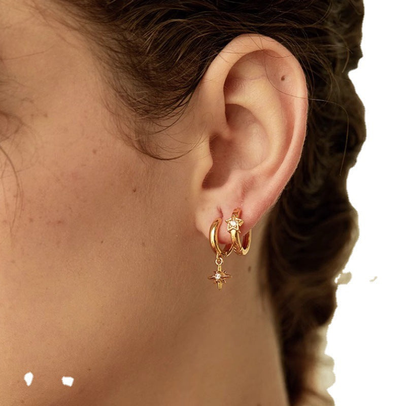 Wholesale AB asymmetric star earrings