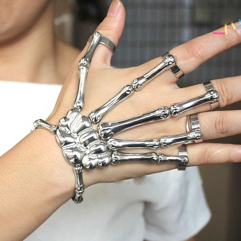 Wholesale Halloween Punk Style Five Finger Rings Exaggerated Skull Bracelets ACC-BT-GaoTu001