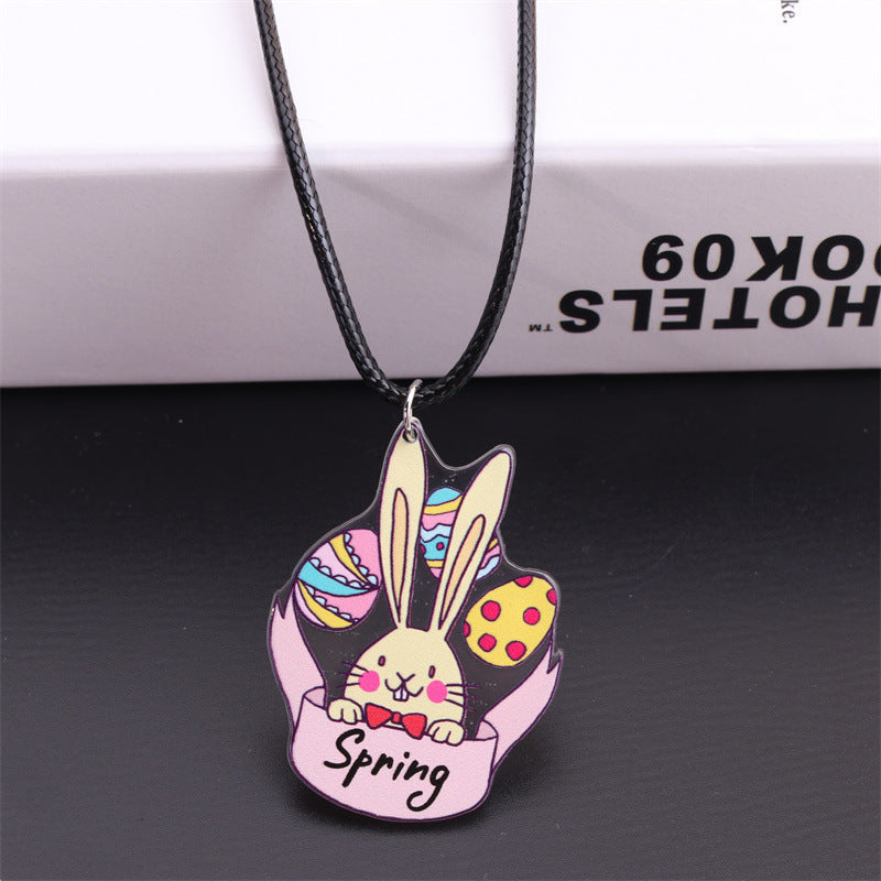 Wholesale Easter Bunny Egg Acrylic Pendant Necklace ACC-NE-DA002