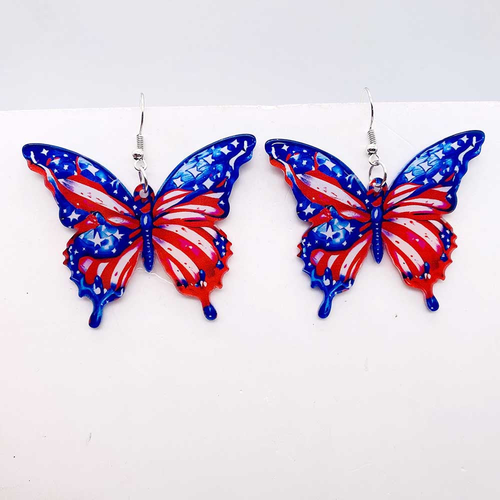 Wholesale Colorful 3D Butterfly Independence Day Acrylic Earrings ACC-ES-PengDao001