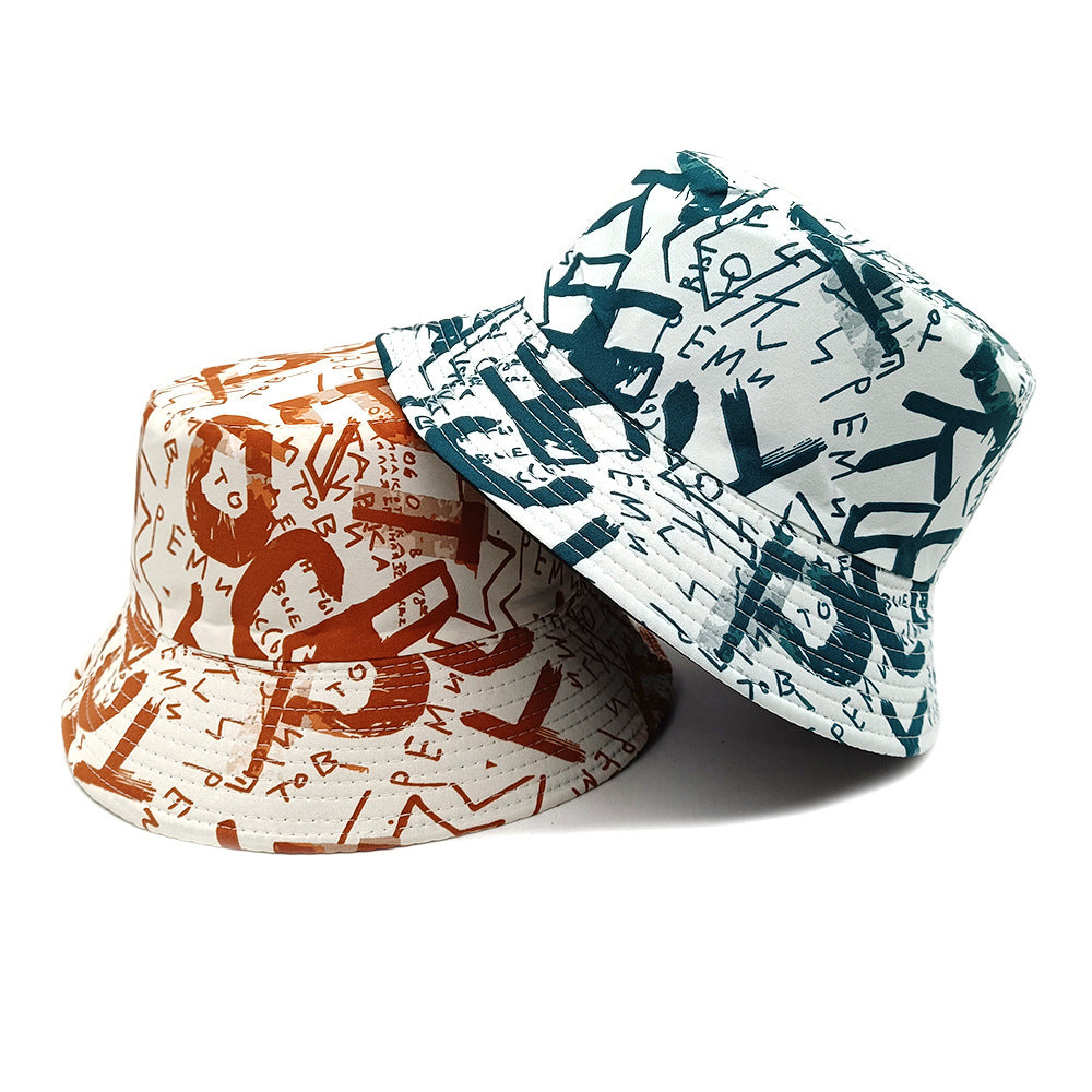 Wholesale  Hat Letter Graffiti Fisherman Hat Bucket Hat