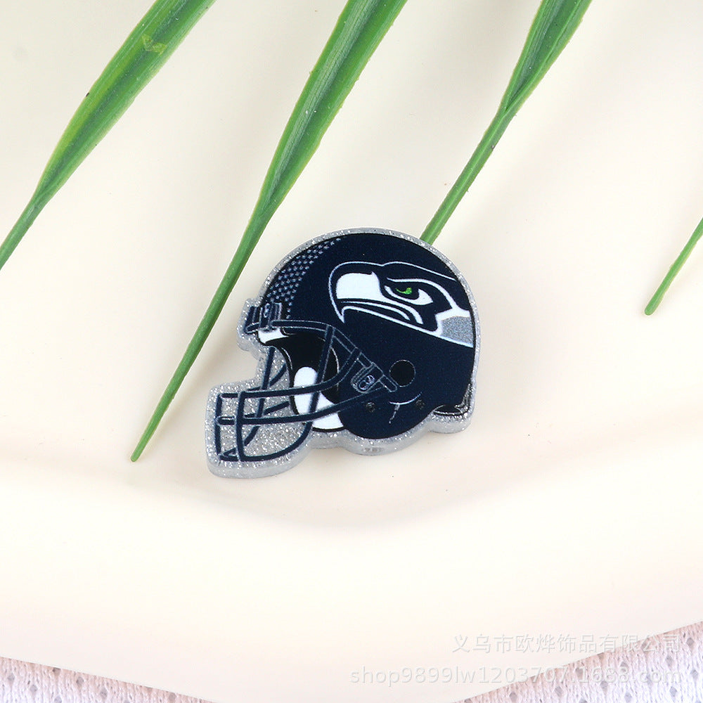 Wholesale 5pcs Acrylic Rugby Straight Hole Cartoon Beads