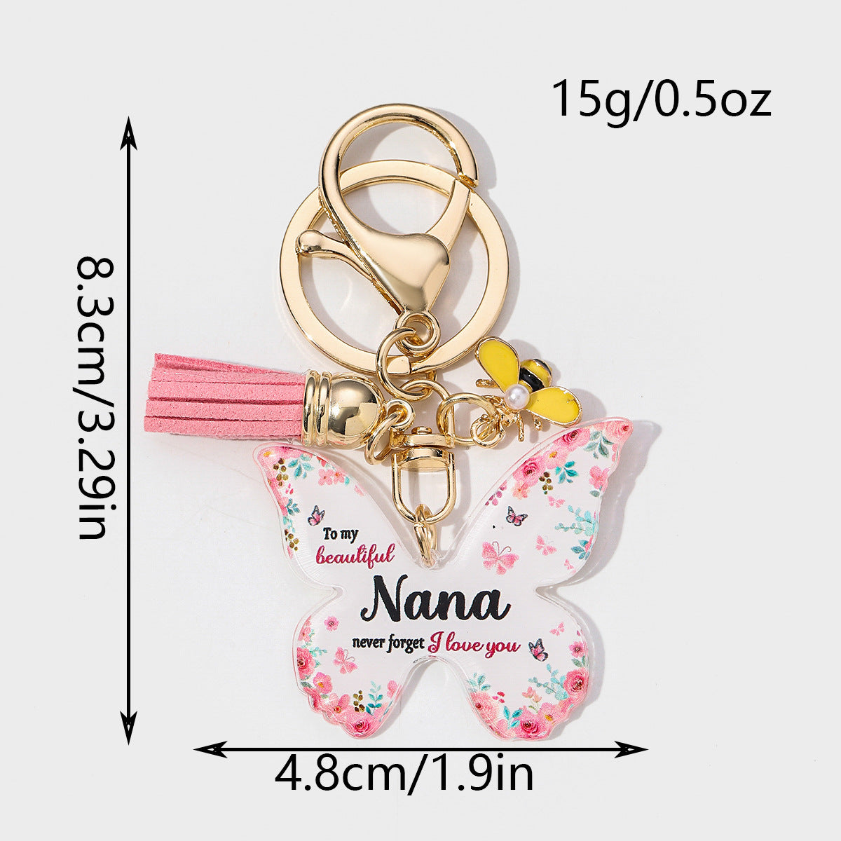 Wholesale 1PCS Arrival Butterfly Shape Acrylic MOM Pendant Key Chain Gift for Mother' s Day Valentine' s Day Anniversary