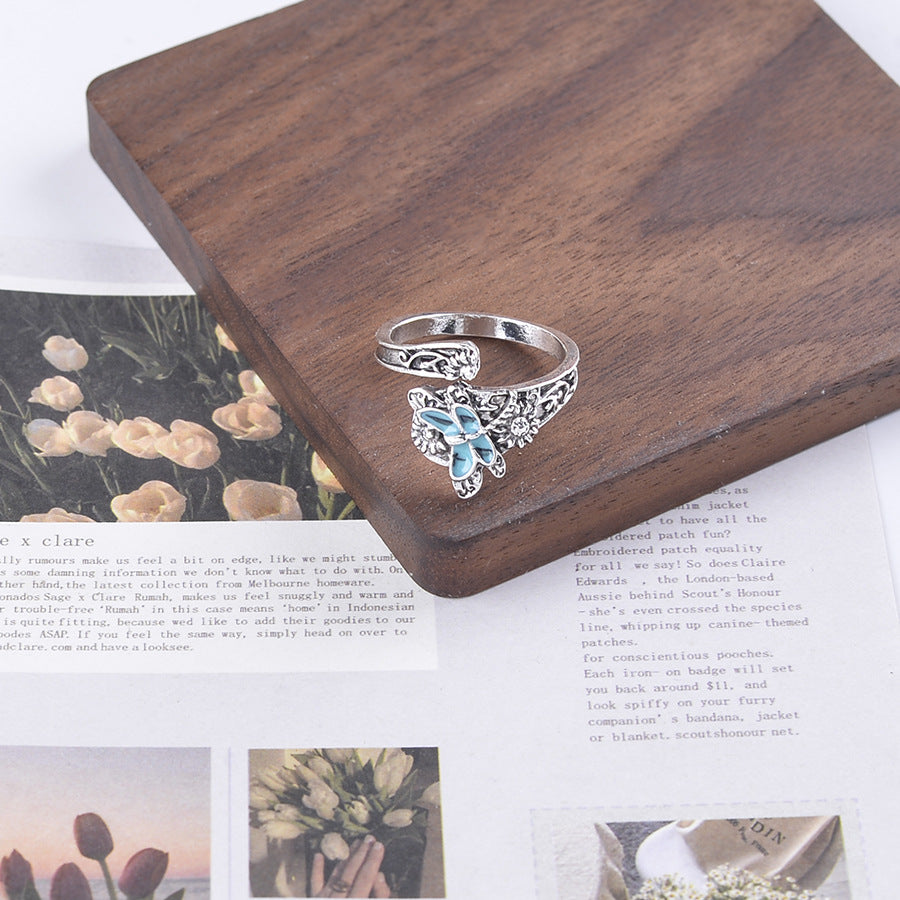 Wholesale Antique Silver Dragonfly Ring Adjustable Zinc Alloy Unisex Fashion Jewelry Accessory