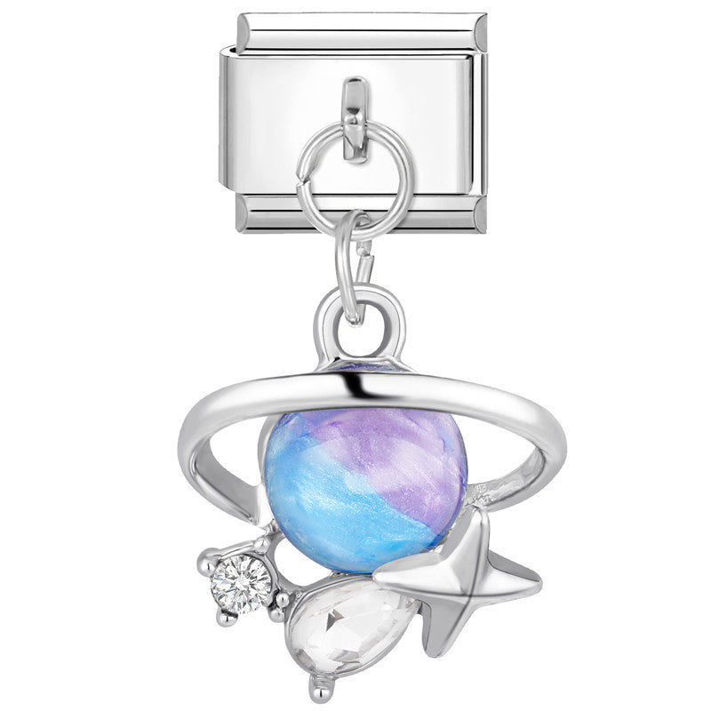 Wholesale Italian Charm Bracelet 9mm DIY Splicing Removable Stainless Steel Blue Purple Butterfly Composable Bracelet